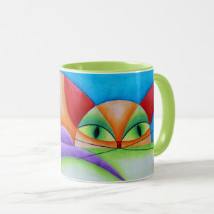 Colorful cat mug
