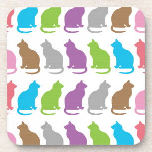 Colorful cat pattern coaster