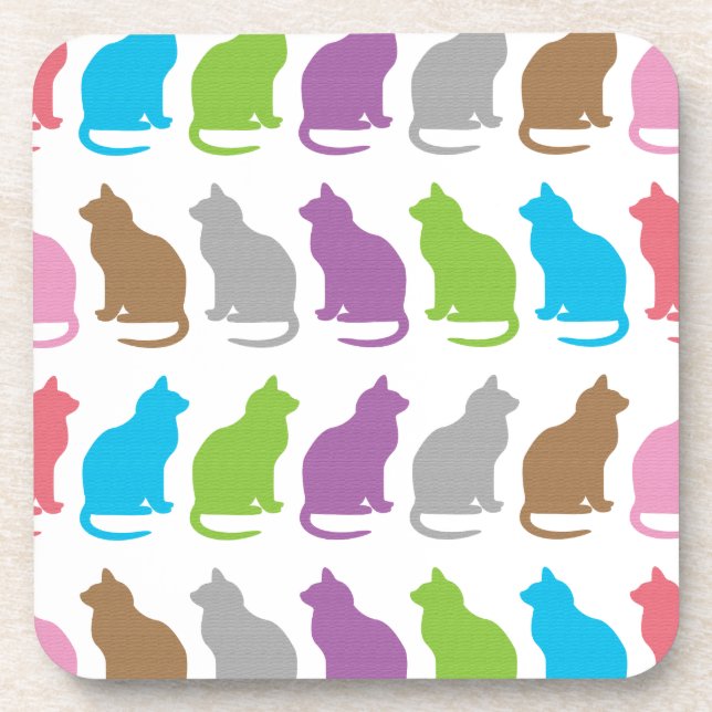 Colorful cat pattern coaster (Front)