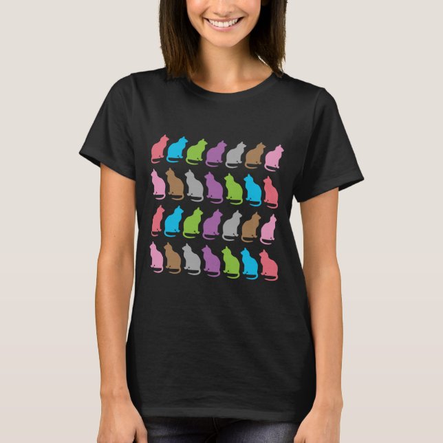 Colorful cat pattern T-Shirt (Front)