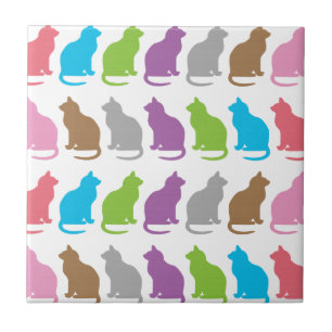 Colorful cat pattern tile