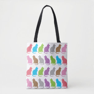 Colorful cat pattern tote bag