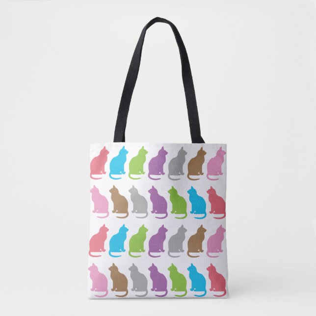 Colorful cat pattern tote bag (Front)