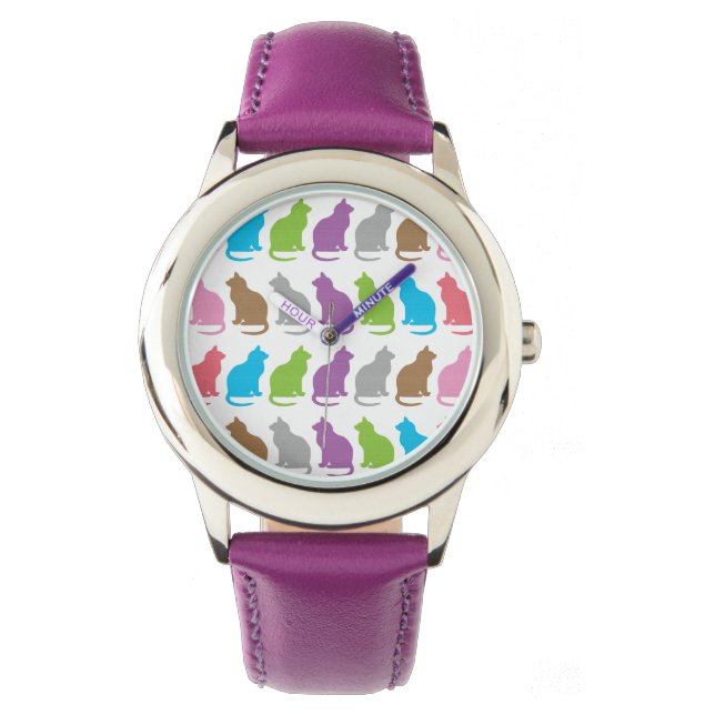 Colorful cat pattern watch (Front)