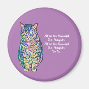 Colorful Cat Personalized Text  Magnet