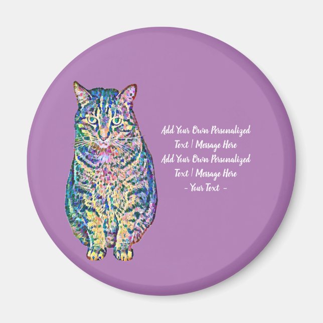 Colorful Cat Personalized Text  Magnet (Front)