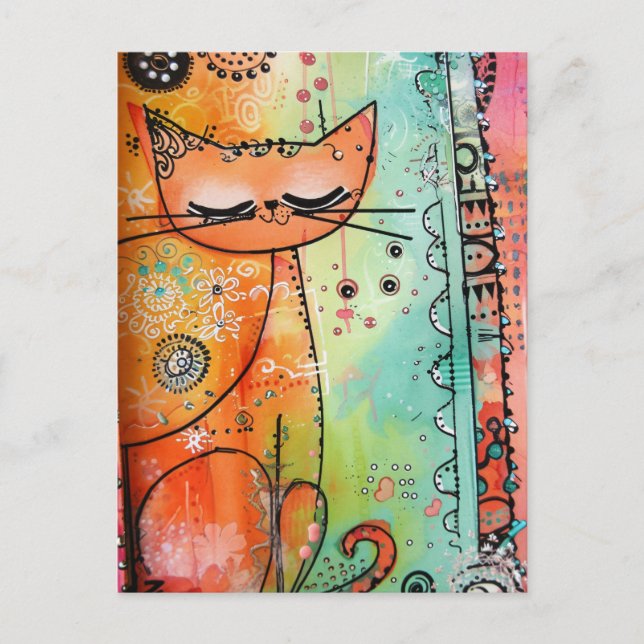 Colorful Cat Postcard (Front)