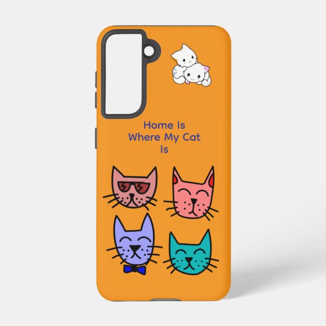 Colorful Cats Galaxy Case – Orange, Cat Quote (Back)