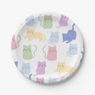 Colorful Cats Pattern Minimal Party Paper Plate