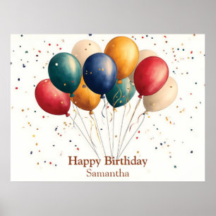 Colorful Celebration Balloons with Confetti Poster