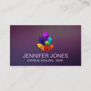 Colorful Chakra Healing Crystals Cluster  Business Card