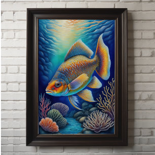Colorful Chalk Drawing Fish Poster