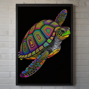 Colorful Chalk Drawing Sea Turtle Poster