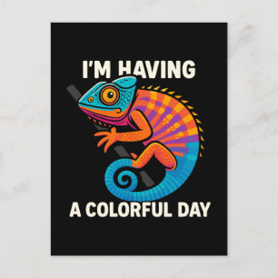 Colorful Chameleon Lizard Life Rainbow Reptile Holiday Postcard