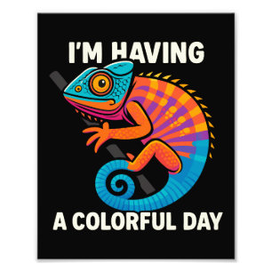 Colorful Chameleon Lizard Life Rainbow Reptile Photo Print