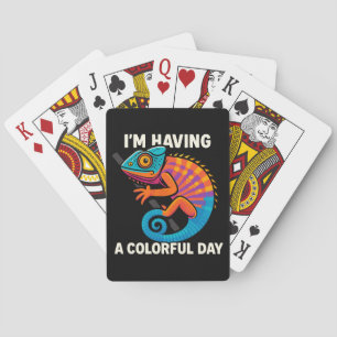 Colorful Chameleon Lizard Life Rainbow Reptile Playing Cards
