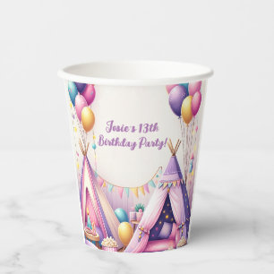 Colorful Charming Teepee Birthday Sleepover Party Paper Cups