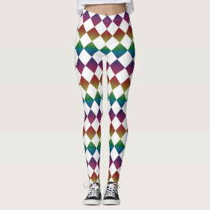 Colorful Checker Diamond Pattern Leggings