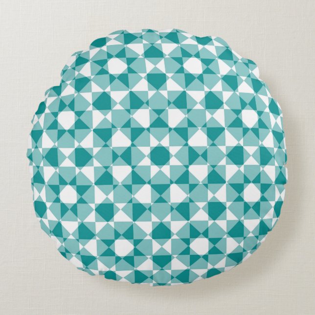 Colorful Checker Diamond Plaid Pattern Round Pillow (Front)