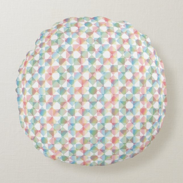 Colorful Checker Diamond Plaid Pattern Round Pillow (Front)