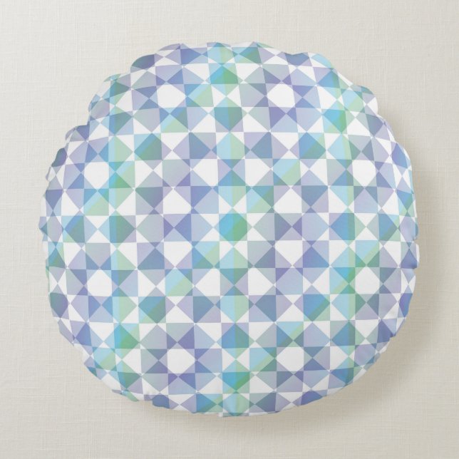 Colorful Checker Diamond Plaid Pattern Round Pillow (Front)