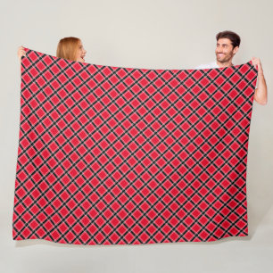 Colorful checkered pattern in an oblique cage  fleece blanket