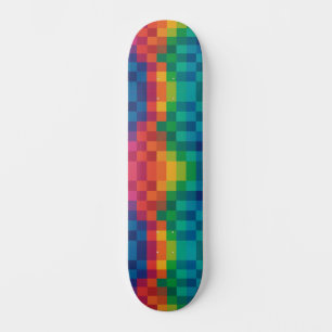 Colorful Checkered Pattern Skateboard
