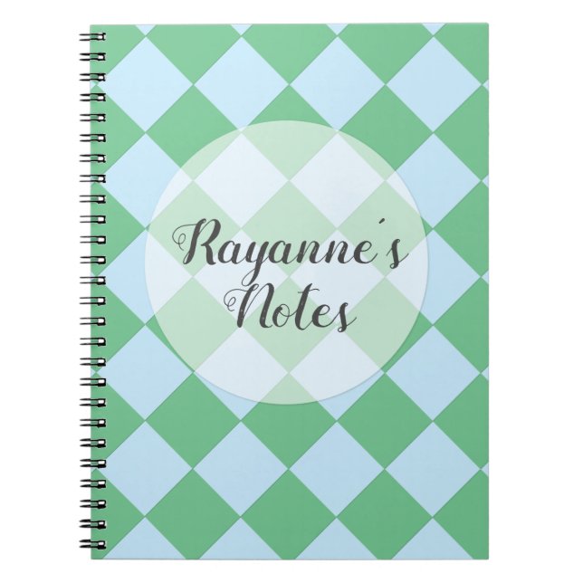 Colorful Checkers - Hint of Mint Notebook (Front)
