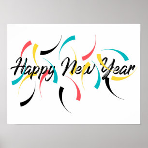 Colorful, cheerful design of "Happy New Year" Poster