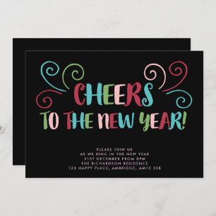 Colorful Cheers New Year's Eve Party Invitation
