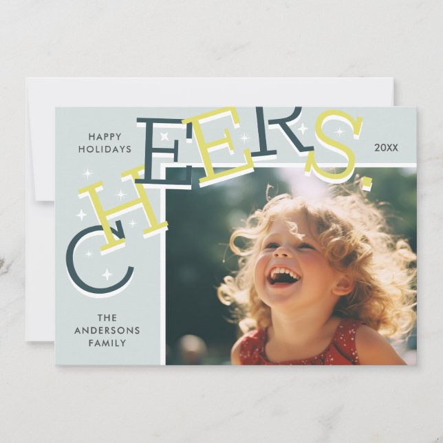 COLORFUL CHEERS! Simple Holiday Photo Christmas  (Front)