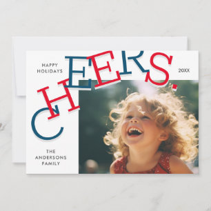 COLORFUL CHEERS! Simple Holiday Photo Christmas  Card