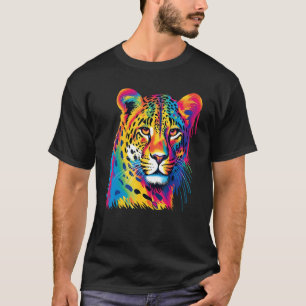Colorful Cheetah Face Animal Print Big Cat Wildlif T-Shirt