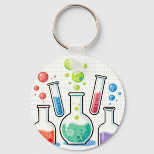 Colorful Chemistry Lab Glassware  Keychain