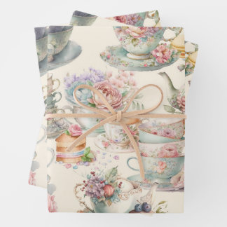 Colorful chic afternoon tea wrapping paper sheet