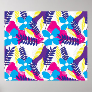 Colorful Chic Floral & Dot Pattern with Leaves Poster