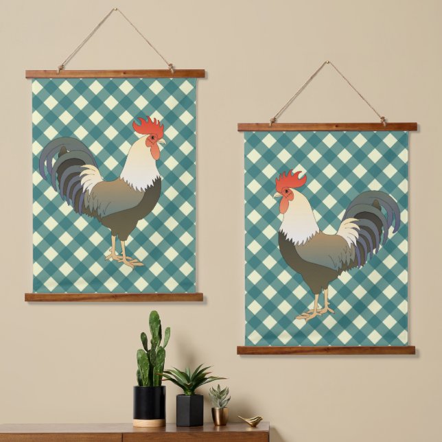 COLORFUL CHICKEN DUO HANGING TAPESTRY (Asymmetrical)