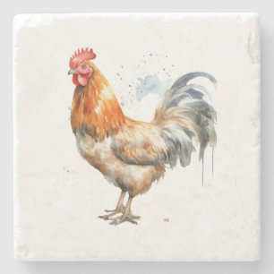 Colorful Chicken Stone Coaster