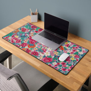 Colorful Chinese Floral Pattern Desk Mat