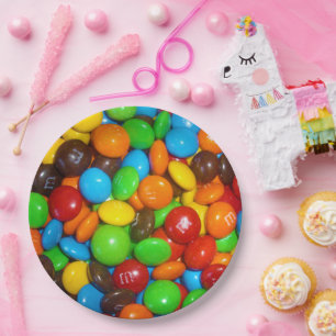 Colorful Chocolate Candy, Paper Plate