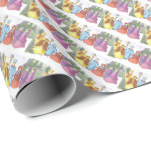 Colorful Christmas Carolling Wrapping Paper