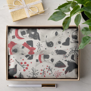 Colorful Christmas dogs Pattern Tissue Paper