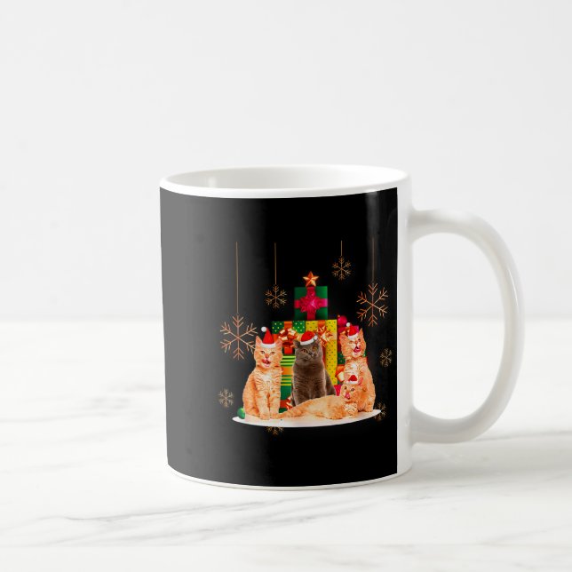 Colorful Christmas Lights Cat Christmas Pajamas Ch Coffee Mug (Right)