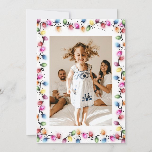 Colorful Christmas Lights Photo Holiday Card (Front)