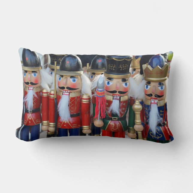Colorful christmas nutcrackers lumbar pillow (Front)