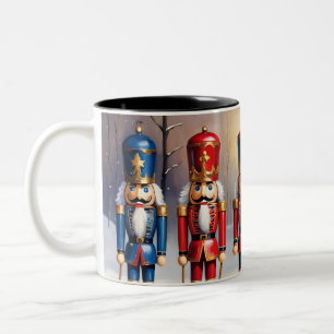Colorful christmas nutcrackers Two-Tone coffee mug