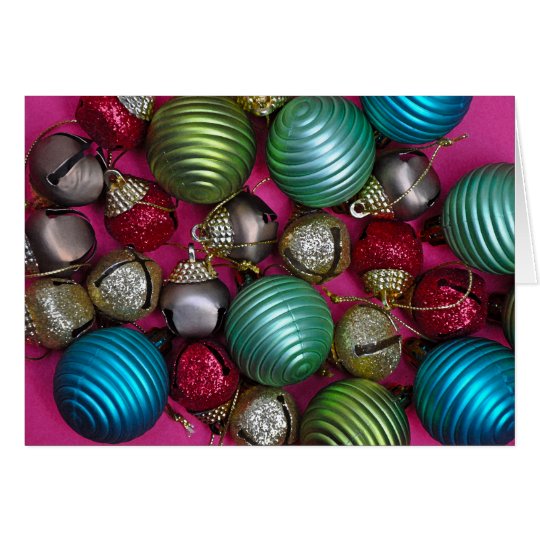 Colorful christmas ornaments card