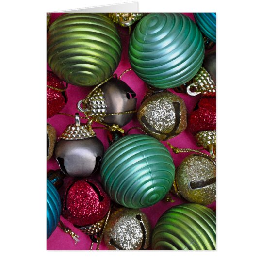 Colorful christmas ornaments card
