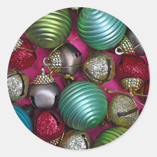 Colorful christmas ornaments classic round sticker