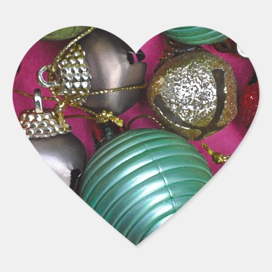 Colorful christmas ornaments heart sticker